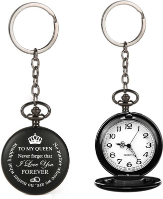 Tiny Tim Gandhi Style To My Queen Engraved For Gifting on Valentine Day Pocket Watch Key Chain