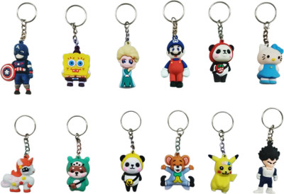 SRD TRADERS Trending Cartoons Keychain (Pack of 12) Big size keychains Key Chain