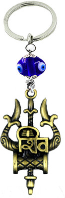 AFH Trishul Damaru Shiv Bronze Religious Evil Eye keychain for Men and Women Key Chain