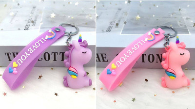 YuNiesto An Adorable Rubber Unicorn with cute tag Combo Key Chain
