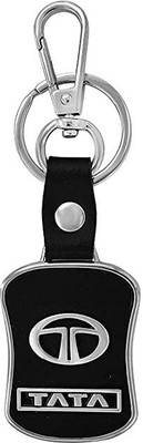 BBG NEW_Key Chain for TATA Car Bike Black Leather Keychain Key Ring with Hook Key Chain