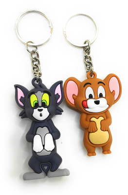 Jdp Novelty 2pc set Premium 3D Rubber Figure Big Size Tom and Jerry.Use as Charm, Car,Bike Key Chain