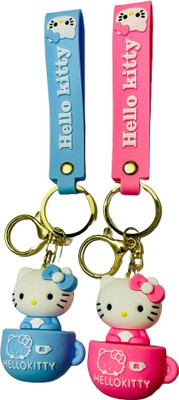 GKM Cute Cat Kitty combo set 3D high quality keychain with hook Key Chain