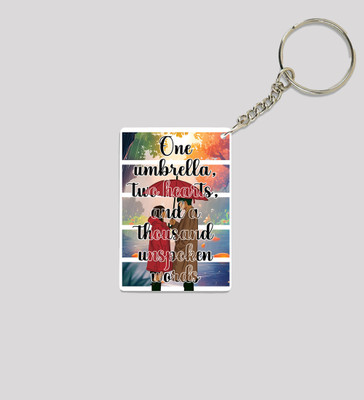 Special Trend Hub Romantic Rainfall and Quiet Heartbeats Printed Keychain Pack of 2 Key Chain