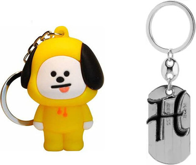Newview CHIMMY H BLADE ALPHABET BTS Army Characters 3D Rubber Keychain and Keyring Key Chain