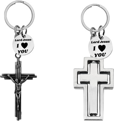 M Men Style Jesus Cross & Silver Hollow Cross Keychains SkeyCom670-675 Key Chain