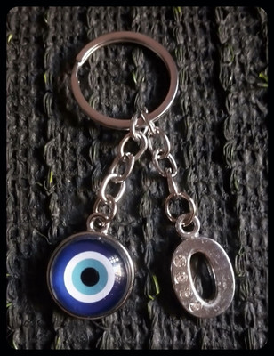 Meeko.com O Letter With Evil Eye Key Chain 3o Premium Key Chain