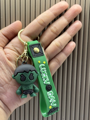 Aneka Hulk design (Green) Soft Silicon 3D rubber Bag charm for Gifting Key Chain