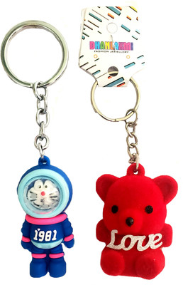 ShopTalk Cute Teddy & Astronaut kitty combo Key Chain