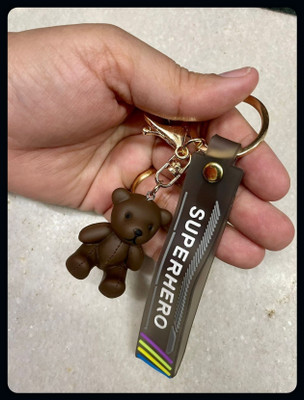 BBG BBG_Keychain-Cute 3D Teddy Bear With Charm (Black)-A Key Chain