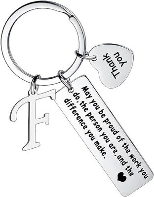 Artisans Crafted Thank You Keychain With Initial Letter Pendant F Key Chain
