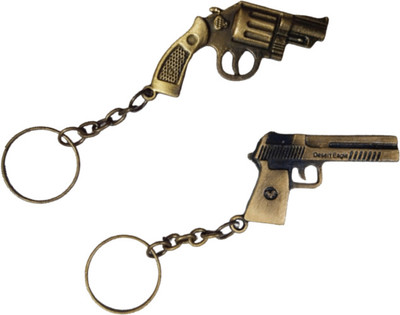 Newview BROWN 2 DIFFERENT GUN 2 PISTOL AND 2 REVOLVER GUN KEYCHAIN Key Chain