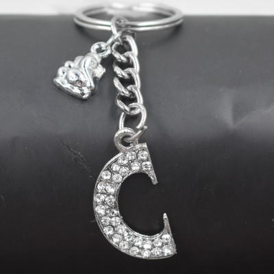 AFH ALPHABET C LETTER METAL MAHA GANPATI CHARM PROTECTIVE KEYCHAIN FOR CAR, BIKE Key Chain