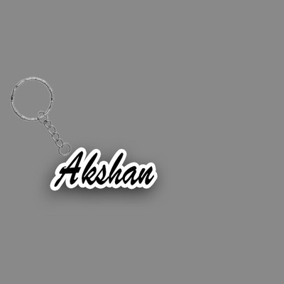 SY Gifts SYG Akshan Name Keychain White And Black Key Chain