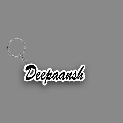 SY Gifts SYG Deepaansh Name Keychain White And Black Key Chain