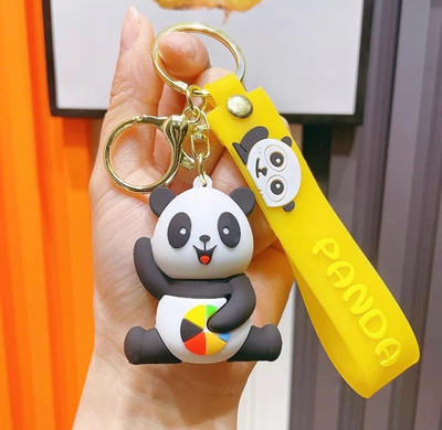 SHRI JI 3D Rubber Panda Keychain & Keyring with strap & hook Key Chain