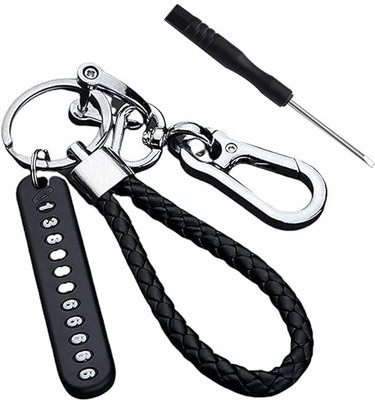 Vuvea Anti-Lost Car Keychains With Phone Number Tag Metal Keychain Double Pendant Key Chain