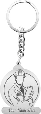 Savri Stainless Steel Symbol Keychain Engineer Shape with Name engraved on it Key Chain