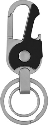 Techpro Omuda Premium Hook Locking Heavy Metal key ring for Bikes,Cars M- LYM18 Black Key Chain