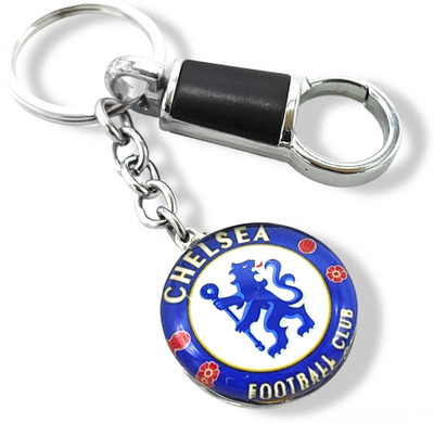 Jdp Novelty Chelsea Football Club Team Glass Material Keychain with Hook Key Chain