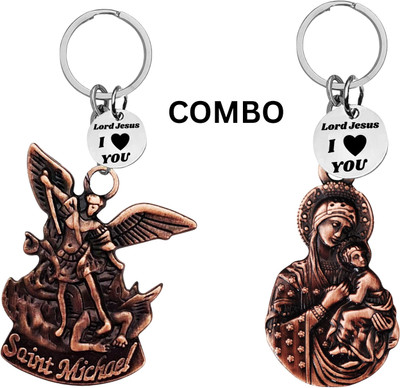 The Men Gift Double-Sided Saint Michael Keychain – Mother Merry Key Ring Medal Com647-638 Key Chain