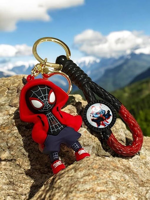 GKM Super Hero Spider Man Avengers 3D Rubber Silicone With Lanyard Keychain(Type-6) Key Chain
