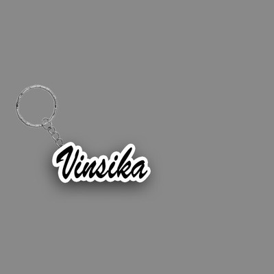 SY Gifts SYG Vinsika Name Keychain White And Black Key Chain