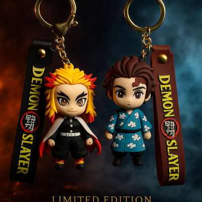 World Gift Mart Demon Slayer Rengoku & Tanjiro Keychain Combo |Limited Edition Anime Collectible Key Chain