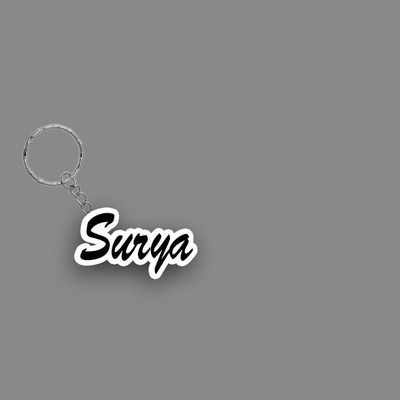 SY Gifts SYG Surya Name Keychain White And Black Key Chain