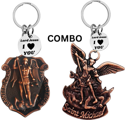 The Men Gift Double-Sided Saint Michael Keychain – Jesus Christ Key Ring Medal Com644-647 Key Chain