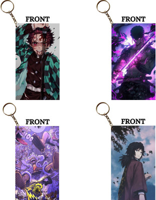 Hariyaali Enterprises LLP TANJIRO × ZORO × LUFFY × TOMIOKA Unique Style 4 pcs Combo Key Chain