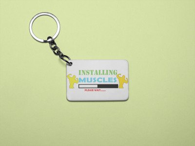 Rushaan Installing Muscles, Please Wait- Printed Acrylic Keychain (Pack Of 2) Key Chain