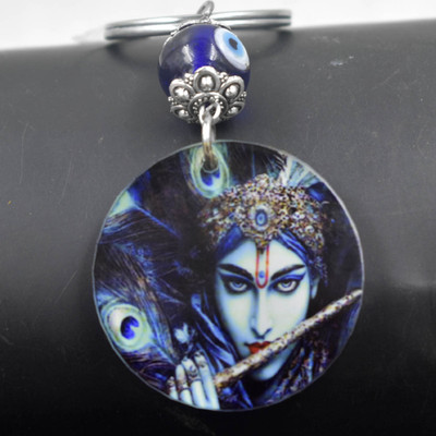 AFH Lord Murli Manohar Krishna Evil Eye Charm Keychain for Men and Women Key Chain