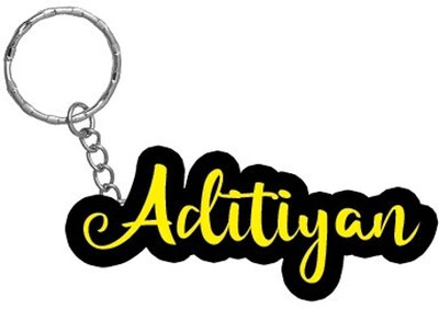 SY Gifts Aditiyan Name Black Yellow Name Keychain Key Chain