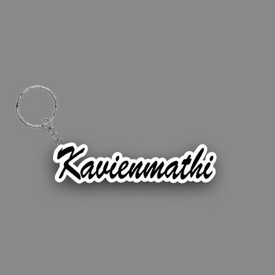 Prihit NEW_BBG Kavienmathi Name Keychain White And Black Key Chain