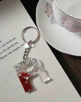SnipNclip Crafts R Red Alphabet/Letter Key chain, Handmade Key chains Key Chain