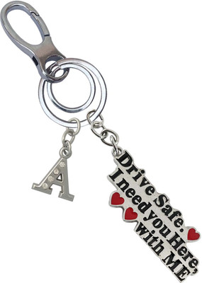 SHOKY LOOKS Multicolor Drive Safe I Need You Here With Me With A Letter Locking Lock Key Chain