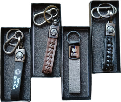 JNV Multicolour Leather Keychain Compatible With ROYAL ENFIELD Bikes (Pack Of 4) Key Chain