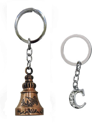 Newview Tibetan Brown Bell Keychain with C Alphabet keychain Key Chain