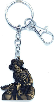 Get Fatang Bal Krishna Bansuri Dual Sided Keychain for Car,Bike and Home Keys(BrassAntique) Key Chain