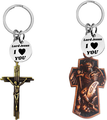 M Men Style Jesus cross & Saint Michael Archangel cross Keychains Com669-650 Key Chain