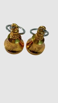 ABS TRADERS GOLDEN Tibetan Bell Keychain Temple Bell Keychain Key Chain PACK OF 2 Key Chain