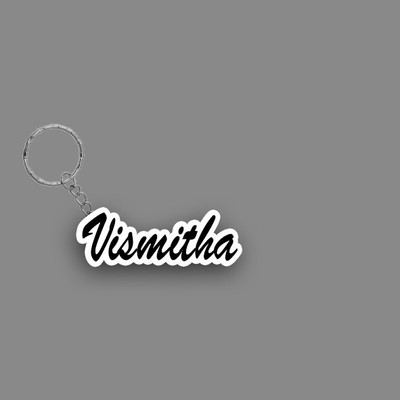 SY Gifts SYG Vismitha Name Keychain White And Black Key Chain