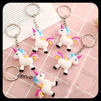 gtrp Trendy-PVC Silicone White Unicorn Keychain Holder for Kids-Pack of 5 Key Chain
