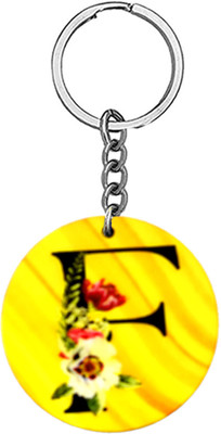 AFH Alphabet F Flower Intial New Gen Love Charm Gift Yellow Keychain for Men,Women Key Chain