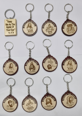BLESSINGS Set Of 12 Bible Verse Wooden I Key Chain