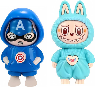 Krishna Trading Labubu & Captain America Face Changing Keychain – Cute Superhero Collectible Key Chain