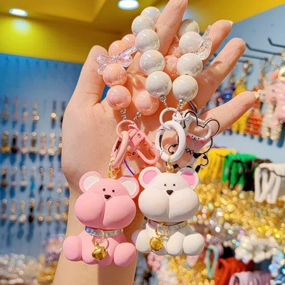 Tera13 Keychain for Girls, Kids Small Bear Doll Cute Keychian With Beaded Chains Key Chain