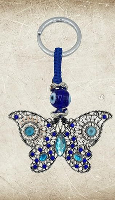 Tej Gifts Evil Eye Silver Metal Anti-Rust Keychain for Car/Bike/Home Keys butterfly-01 Key Chain