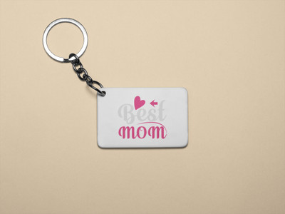 DOGAR ESSENTIALS Best Mom Text With pink heart- Printed Acrylic Keychain(Pack Of 2) Key Chain